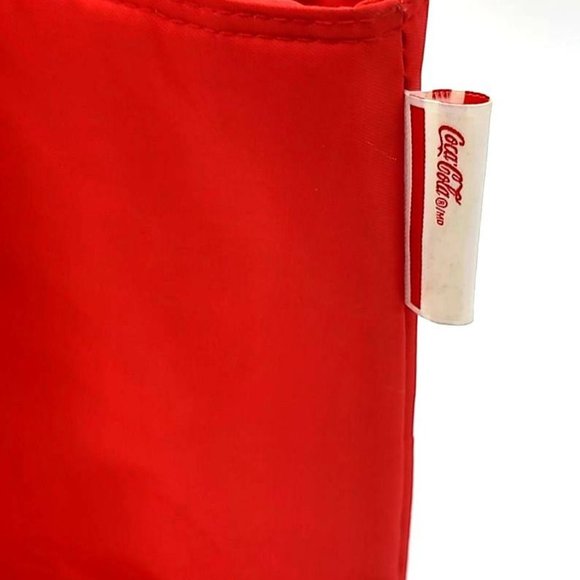 Red & White Coca-Cola Tote Handbag Two Shoulder Handles Zipper Closure - Picture 5 of 8